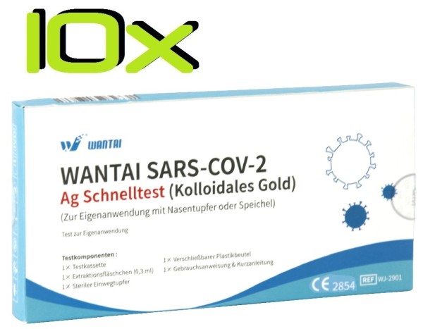 10x Wantai® SARS-COV2 Laien Antigen-Schnelltest Lutsch-Speichel oder Nasal ab 0 Jahre