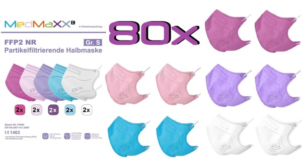 80x MedMaXX FFP2 NR Atemschutzmaske Größe S, auch für Kinder geeignet, GIRL