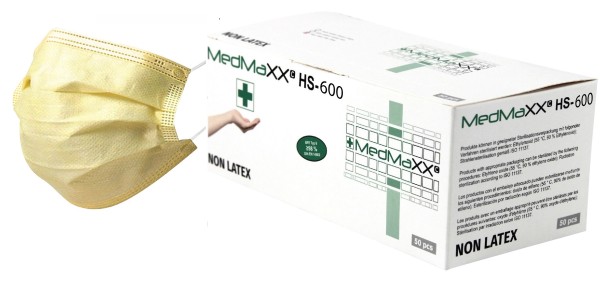MedMaXX HS-600E-GE 3-lagige OP Maske Typ II EN 14683 gelb 50 Stück