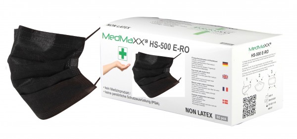 MedMaXX HS-500E-SC 3-lagige Community Gesichtsmasken schwarz 50 Stück