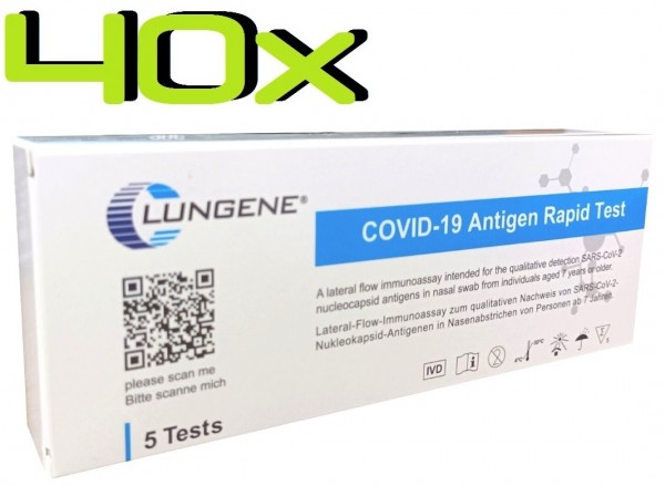 40x Clungene® SARS-COV2 Laien Antigen-Schnelltest vorderer Nasenabstrich