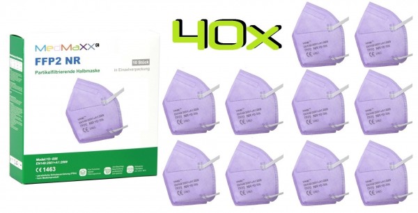 40x MedMaXX FFP2 NR Atemschutzmaske Größe XS, auch für Kinder geeignet, lila
