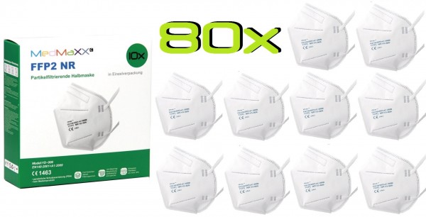 80x MedMaXX FFP2 NR Atemschutzmaske Größe XS, auch für Kinder geeignet, weiß