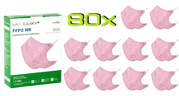 80x MedMaXX FFP2 NR Atemschutzmaske Größe S, auch für Kinder geeignet, rosa