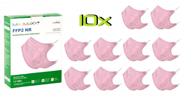 10x MedMaXX FFP2 NR Atemschutzmaske Größe S, auch für Kinder geeignet, rosa