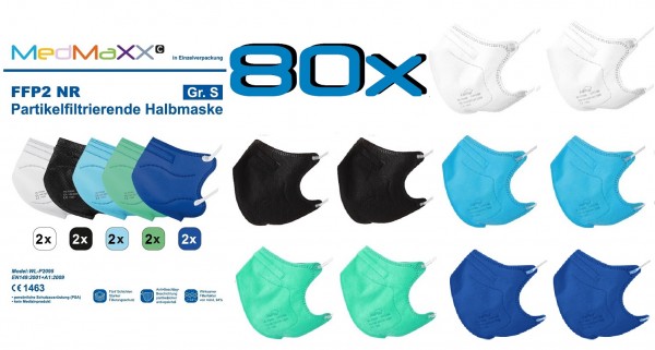 80x MedMaXX FFP2 NR Atemschutzmaske Größe S, auch für Kinder geeignet, BOY