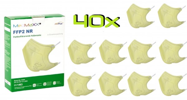 40x MedMaXX FFP2 NR Atemschutzmaske Größe S, auch für Kinder geeignet, gelb