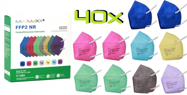40x MedMaXX FFP2 NR Atemschutzmaske Größe XS, auch für Kinder geeignet, bunt