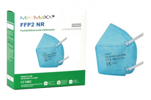 1x MedMaXX FFP2 NR Atemschutzmaske Größe XS, auch für Kinder geeignet, hellblau
