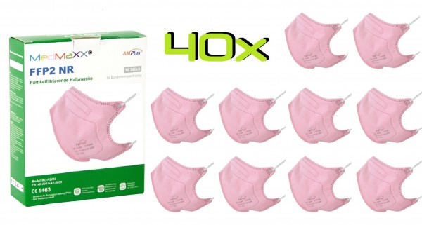 40x MedMaXX FFP2 NR Atemschutzmaske Größe S, auch für Kinder geeignet, rosa