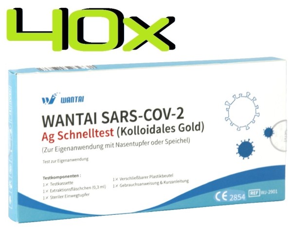 40x Wantai® SARS-COV2 Laien Antigen-Schnelltest Lutsch-Speichel oder Nasal ab 0 Jahre