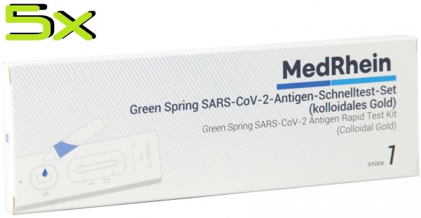 5x MedRhein® SARS-COV2- Antigen-Schnelltest für vorderen Nasenabstrich