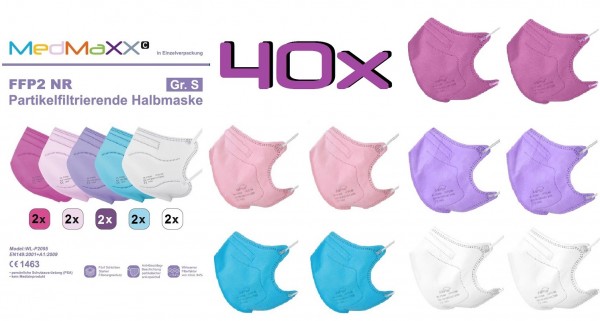 40x MedMaXX FFP2 NR Atemschutzmaske Größe S, auch für Kinder geeignet, GIRL