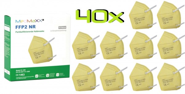 40x MedMaXX FFP2 NR Atemschutzmaske Größe XS, auch für Kinder geeignet, gelb
