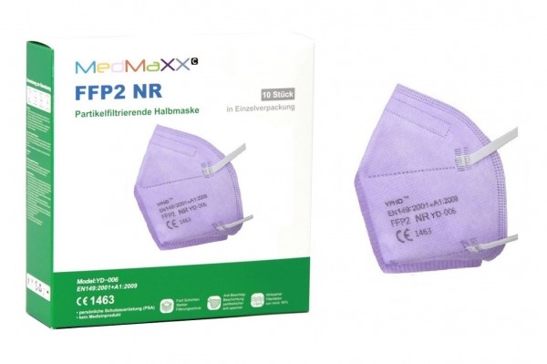 1x MedMaXX FFP2 NR Atemschutzmaske Größe XS, auch für Kinder geeignet, lila