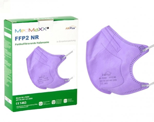 1x MedMaXX FFP2 NR Atemschutzmaske Größe S, auch für Kinder geeignet, lila