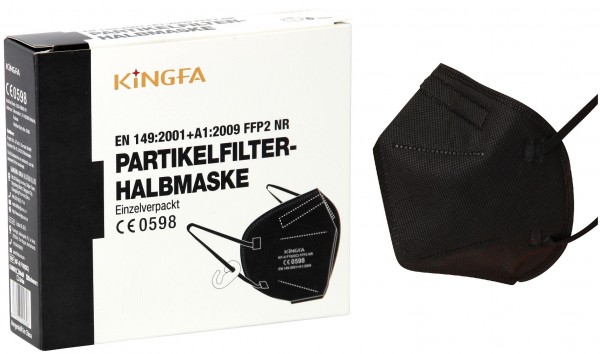 30x KingFA Profi FFP2 NR Atemschutzmaske CE 0598 EN 149:2001 Größe L schwarz