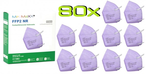 80x MedMaXX FFP2 NR Atemschutzmaske Größe XS, auch für Kinder geeignet, lila