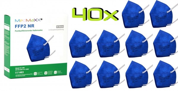 40x MedMaXX FFP2 NR Atemschutzmaske Größe XS, auch für Kinder geeignet, dunkelblau