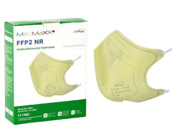 1x MedMaXX FFP2 NR Atemschutzmaske Größe S, auch für Kinder geeignet, gelb