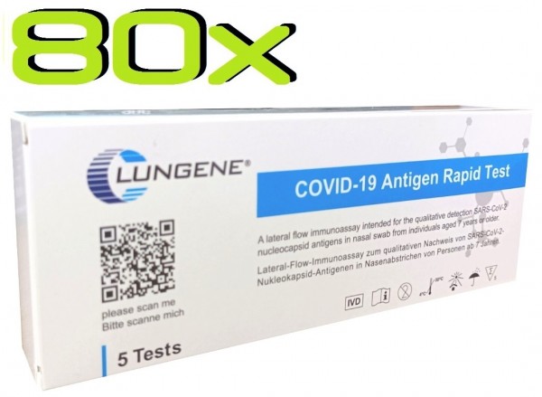 80x Clungene® SARS-COV2 Laien Antigen-Schnelltest vorderer Nasenabstrich